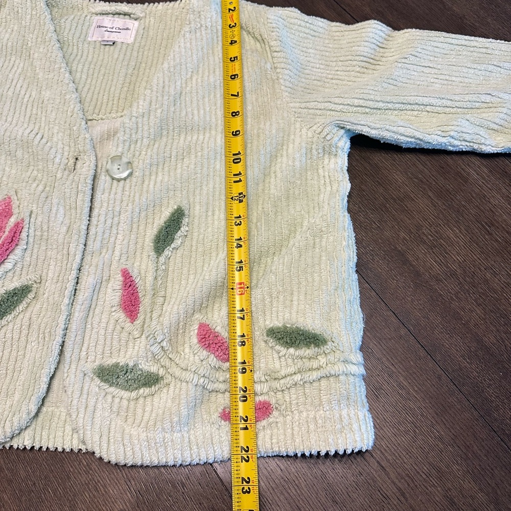 Chic Cottagecore Cardigan with‎ Pink and Green Accents - Picture 7 of 7